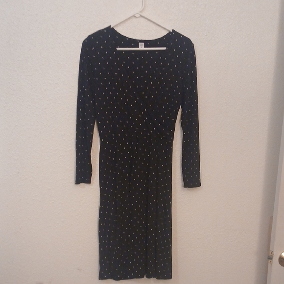 "Make Offer" Old Navy Blue Sheath Dress with Scoop Neck and Cuffed Long Sleeves - Picture 1 of 4